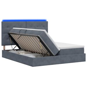 vidaXL LED-Speicherbett mit Matratze Dunkelgrau 180 x 200 cm Samt