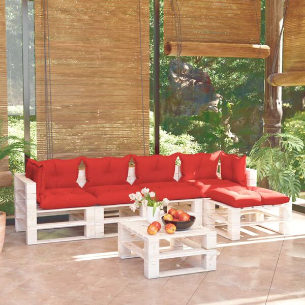 vidaXL 6-tlg. Garten-Lounge-Set aus Paletten mit Kissen Kiefernholz