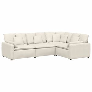 vidaXL Modulares Sofa mit Kissen Samt Cream