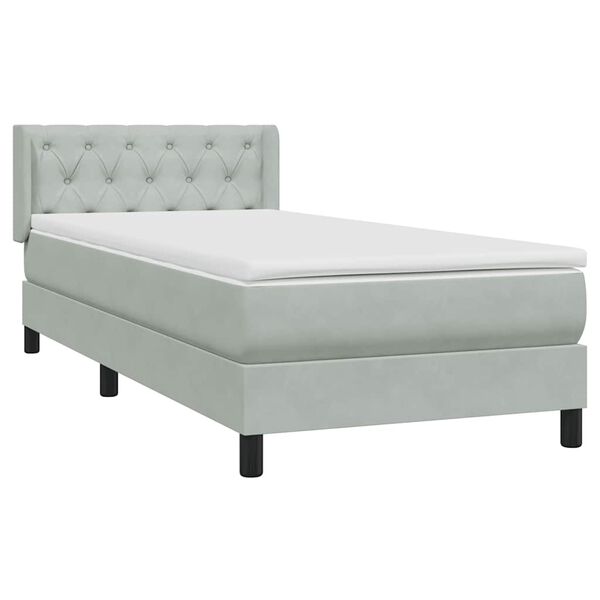 vidaXL Boxspringbett mit Matratze Hellgrau 80x220 cm Samt