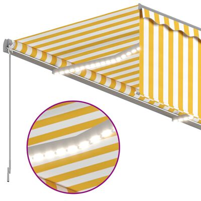vidaXL Markise Manuell Einziehbar mit Rollo & LED 3,5x2,5 m Gelb Weiß