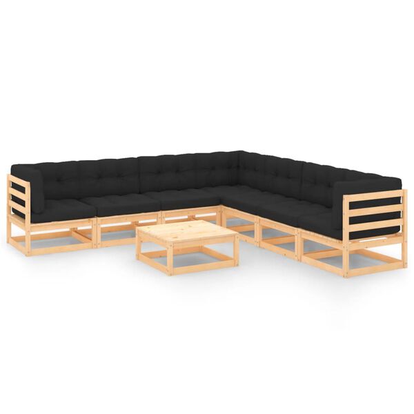 vidaXL 8-tlg. Garten-Lounge-Set mit Kissen Massivholz Kiefer