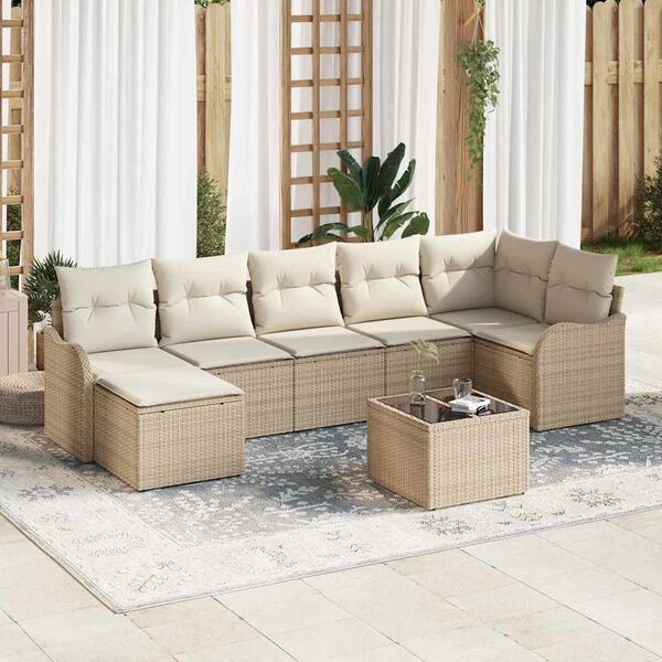 vidaXL Gartensofa-set Beige Poly-Rattan