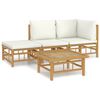 vidaXL 4-tlg. Garten-Lounge-Set mit Cremewei&szlig;en Kissen Bambus