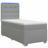 vidaXL Boxspringbett mit Matratze und LED Hellgrau 90 x 190 cm Stoff
