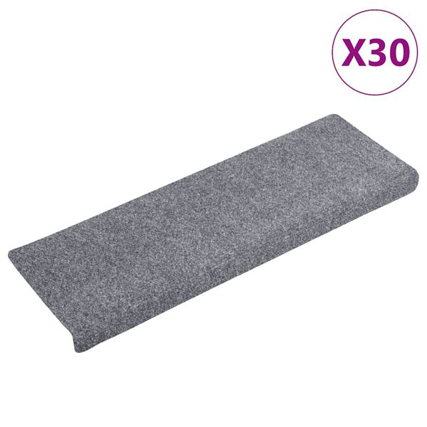 vidaXL Stufenmatten Selbstklebend 30 Stk. 65x21x4 cm Hellgrau Rechteckiger Rand