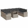 vidaXL 10-tlg. Garten-Sofagarnitur mit Kissen Hellgrau Poly Rattan