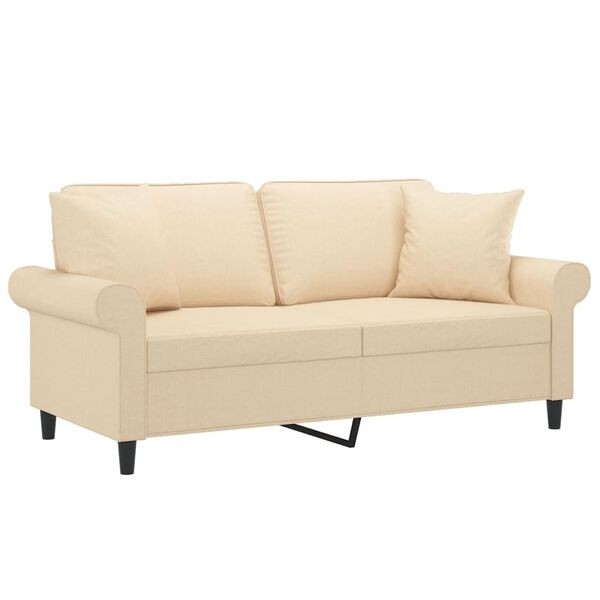 vidaXL 2-Sitzer-Sofa mit Kissen Creme 140 cm Stoff