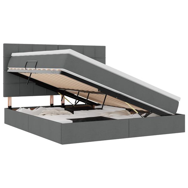 vidaXL Bett mit Stauraum und LED Dunkelgrau 180 x 200 cm Polyester