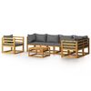 vidaXL 7-tlg. Garten-Lounge-Set mit Auflagen Massivholz Akazie