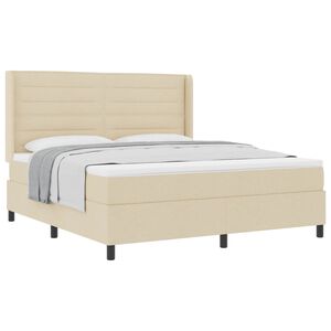 vidaXL Boxspringbett mit Matratze Creme 200 x 180 cm Stoff