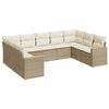 vidaXL 9-tlg. Garten-Sofagarnitur mit Kissen Beige Poly Rattan