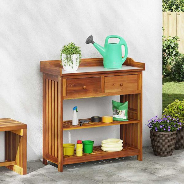 vidaXL Garten-Schrank Natur 93 x 41,5 x 98 cm Massivholz Akazie