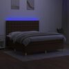 vidaXL Boxspringbett mit Matratze & LED Dunkelbraun 160x200 cm Stoff
