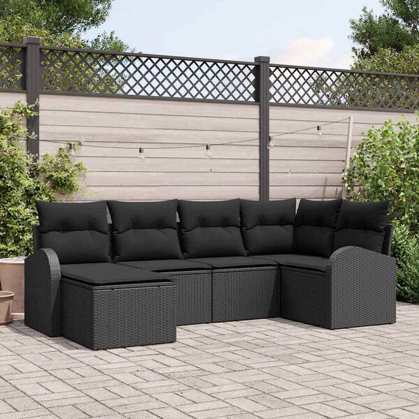 vidaXL Gartensofa-set 6 pcs Schwarz Poly-Rattan
