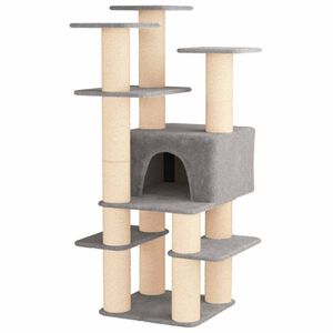 vidaXL Katzennbaum mit Sisal-Kratzs&auml;ulen Hellgrau 161 cm