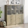 vidaXL B&uuml;cherschrank mit T&uuml;ren Sonoma-Eiche 136x37x142cm Holzwerkstoff