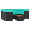vidaXL 7-tlg. Garten-Sofagarnitur mit Kissen Schwarz Poly Rattan