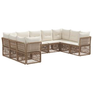 vidaXL Gartensofa-set 9 pcs Beige Poly-Rattan