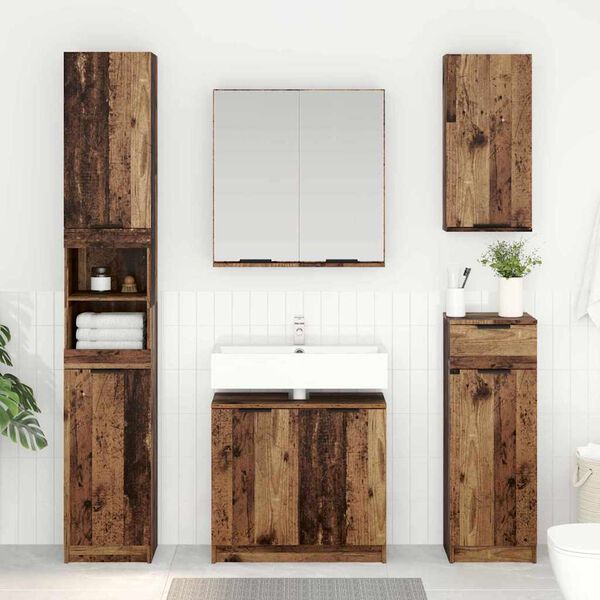 vidaXL Badezimmerschrank Altholz 64,5 x 33,5 x 59 cm Holzwerkstoff