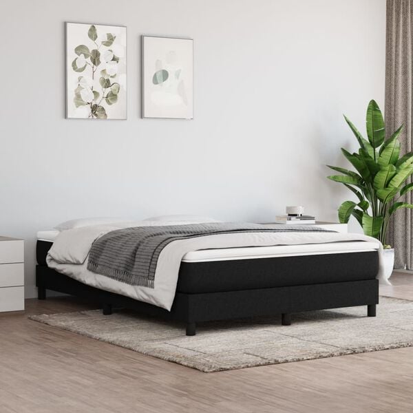 vidaXL Boxspringbettgestell Schwarz 140x190 cm Stoff