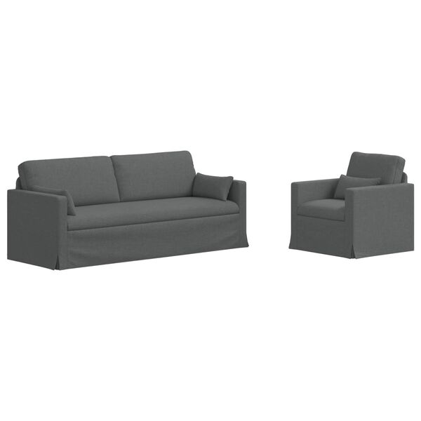 vidaXL Sofa 2 pcs Dunkelgrau 198 x 78 x 80 cm Stoff