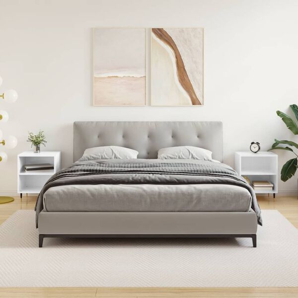 vidaXL Nachttische 2 Stk. Hochglanz-Wei&szlig; 40x30x50 cm Holzwerkstoff