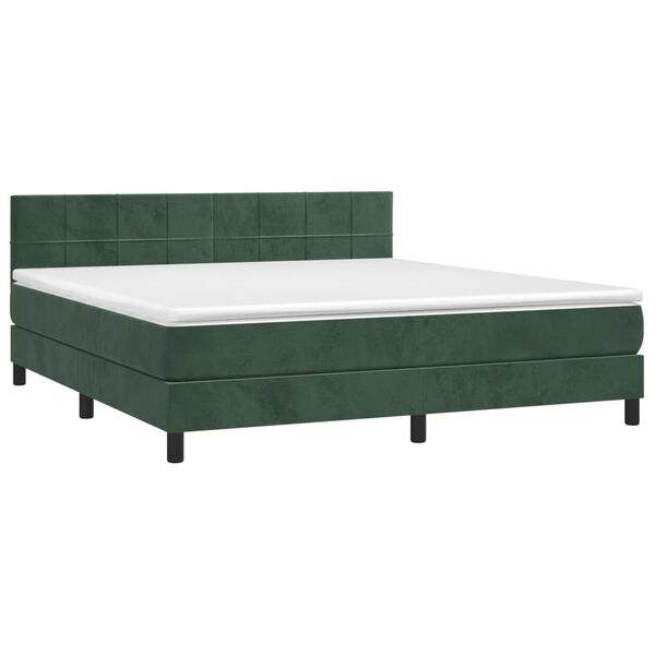 vidaXL Boxspringbett mit Matratze Dunkelgr&uuml;n 160x200 cm Samt