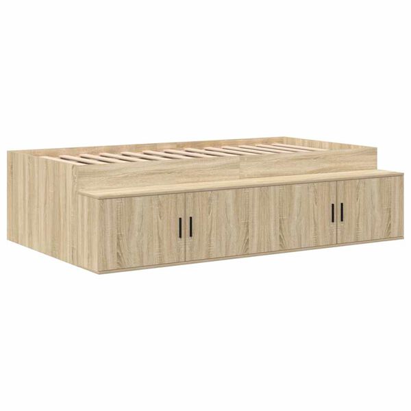 vidaXL Bett mit Stauraum Sonoma-Eiche 90 x 190 cm Holzwerkstoff