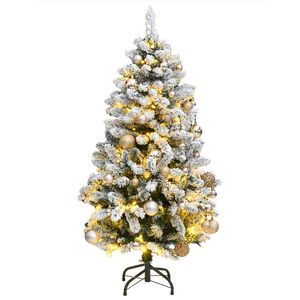 vidaXL K&uuml;nstlicher Weihnachtsbaum Klappbar 150 LEDs & Kugeln 120 cm