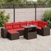vidaXL 8-tlg. Garten-Sofagarnitur mit Kissen Braun Poly Rattan Akazie