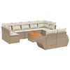 vidaXL 10-tlg. Garten-Sofagarnitur mit Kissen Beige Poly Rattan
