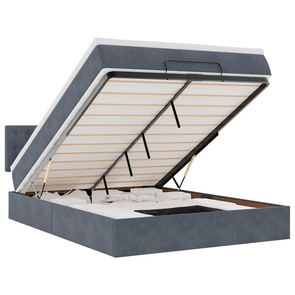 vidaXL Ottoman-Bett mit Matratze Dunkelgrau 140x190 cm Samt