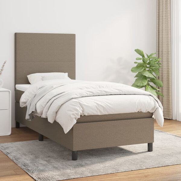 vidaXL Boxspringbett mit Matratze Taupe 80x200 cm Stoff