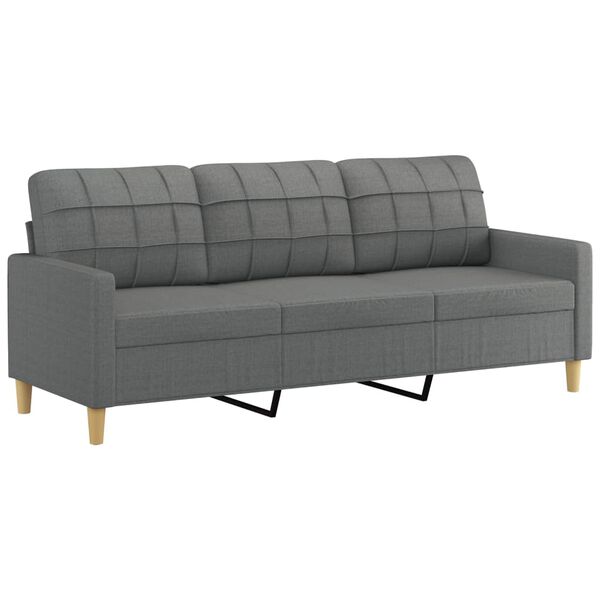 vidaXL 3-Sitzer-Sofa mit Hocker Dunkelgrau 180 cm Stoff