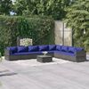 vidaXL 9-tlg. Garten-Lounge-Set mit Kissen Poly Rattan Grau