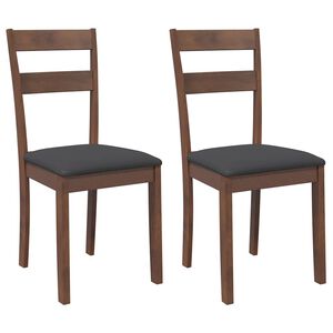 vidaXL Esszimmerst&uuml;hle mit Kissen 2 Stk. Braun Massivholz Gummibaum