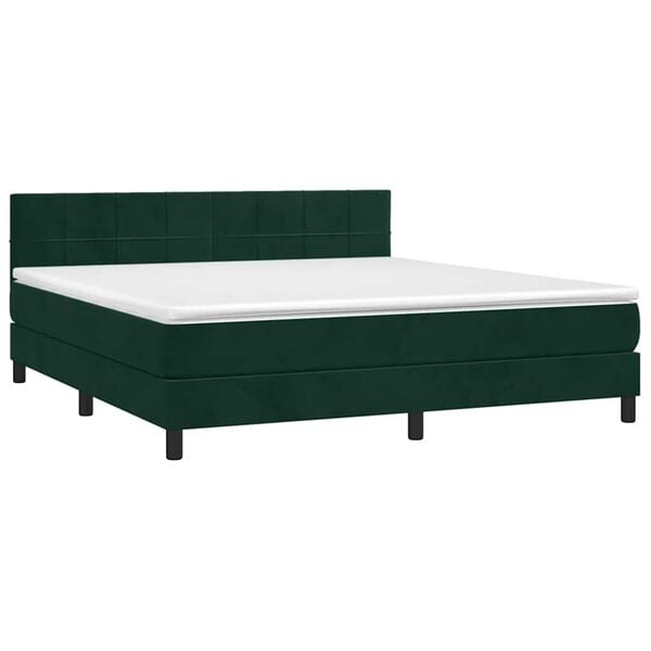 vidaXL Boxspringbett mit Matratze Dunkelgr&uuml;n 180x200 cm Samt