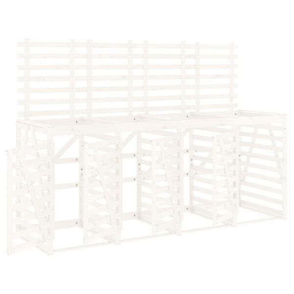 vidaXL Mülltonnenbox für 4 Tonnen Weiß Massivholz Kiefer