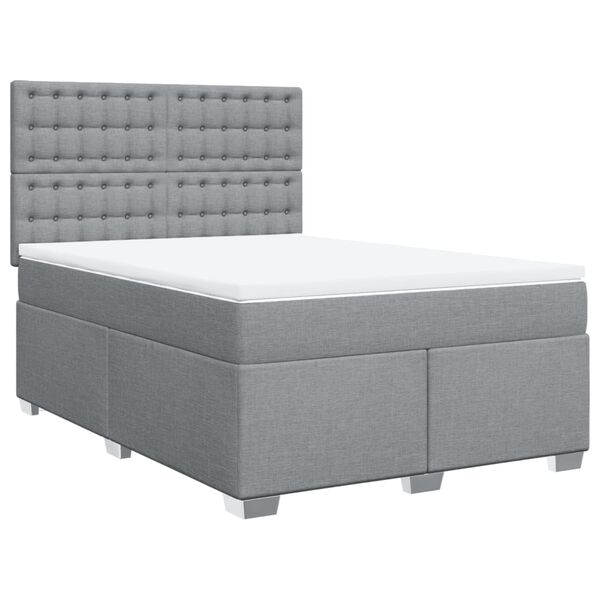 vidaXL Boxspringbett mit Matratze Hellgrau 140x190 cm Stoff