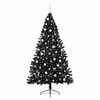 vidaXL K&uuml;nstlicher vorbeleuchteter Weihnachtsbaum Schwarz 210 cm PVC