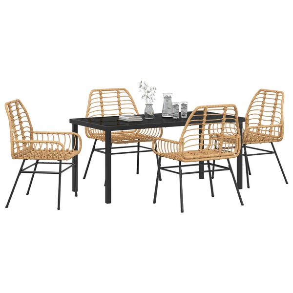 vidaXL Garten Essgruppe 5 pcs Braun Poly-Rattan
