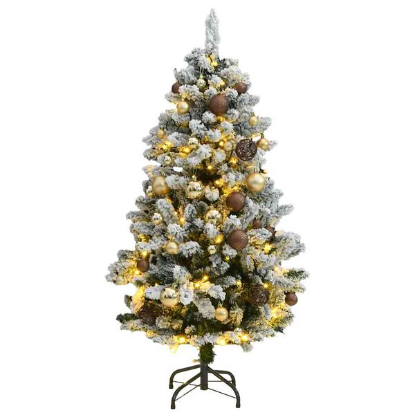vidaXL K&uuml;nstlicher Weihnachtsbaum Klappbar 150 LEDs & Kugeln 150 cm