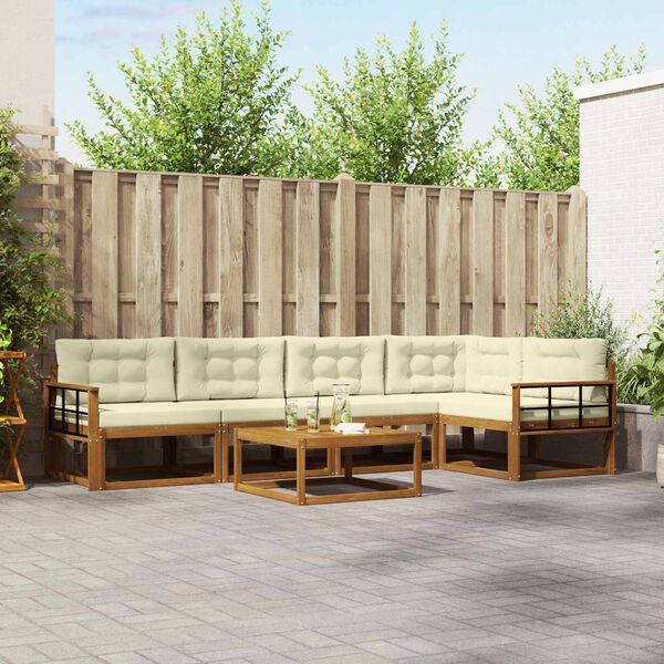 vidaXL Outdoor-Sofagarnitur mit Kissen 6 pcs Natur und Creme