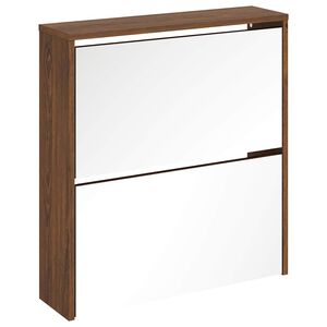 vidaXL Schuhschrank mit Spiegel 2 F&auml;cher Braun Eichen-Optik 63x17x67cm