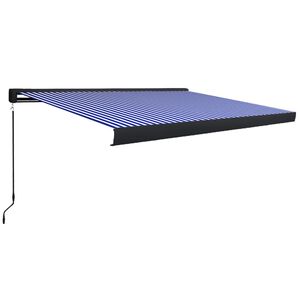vidaXL Manuelle Markise 4 x 3 m Blau-wei&szlig; gestreift 100% Polyester