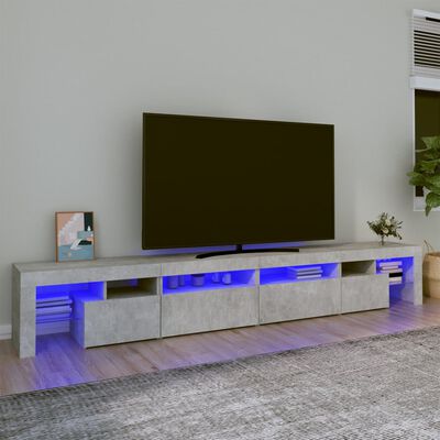 vidaXL TV-Schrank mit LED-Leuchten Betongrau 260x36,5x40 cm