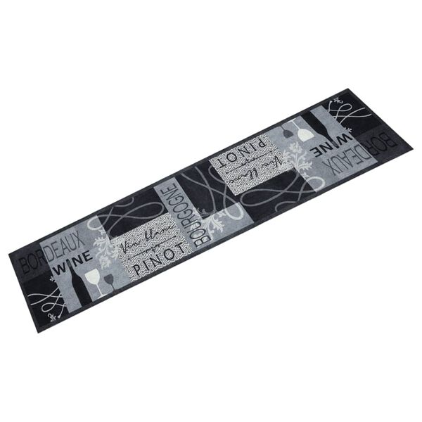 vidaXL K&uuml;chenteppich Waschbar Wein Grau 60x300 cm Samt