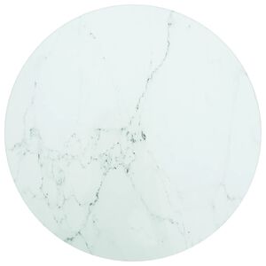 vidaXL Tischplatte Wei&szlig; &Oslash;30x0,8 cm Hartglas in Marmoroptik