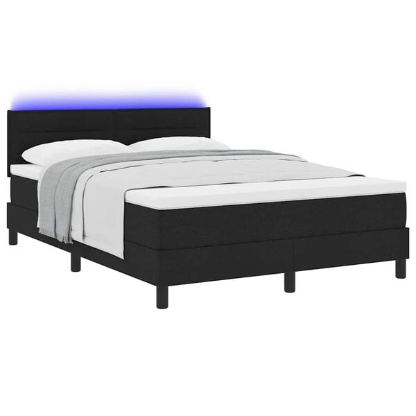 vidaXL Boxspringbett mit Matratze mit LED Schwarz 140 x 200 cm Stoff